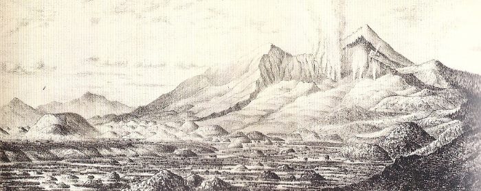 Sketch of the Bandai eruption