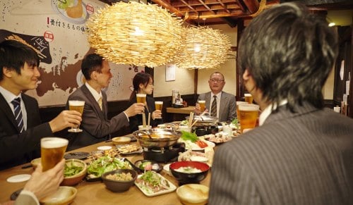 An End of Year Party (bounenkai), where participants celebrate the success of the past year, and then promptly forget about it with the help of alcohol.