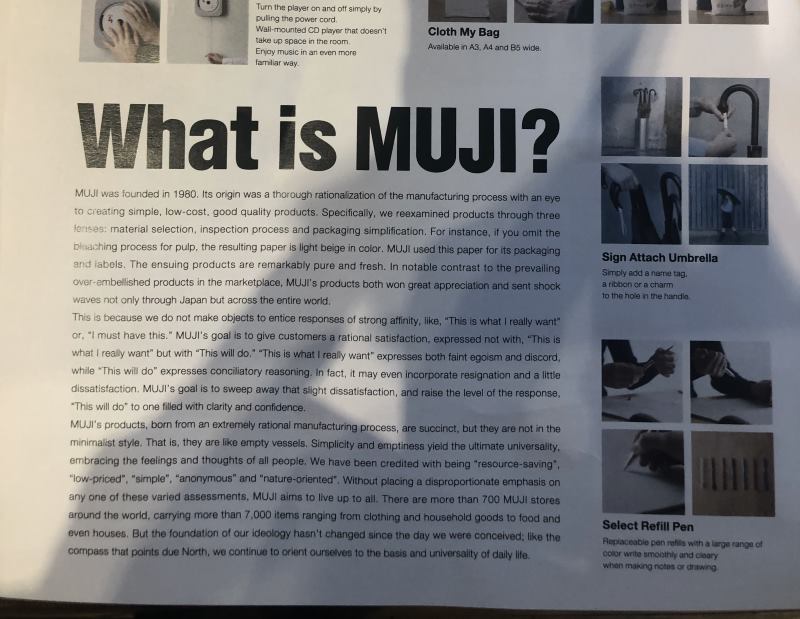 Brochure from MUJI