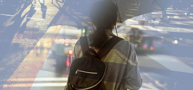 Woman leaving home