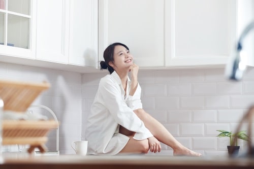 Woman on a counter