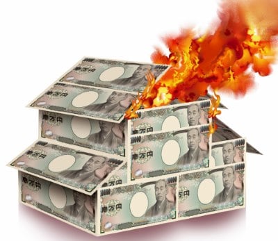 A house of yen on fire