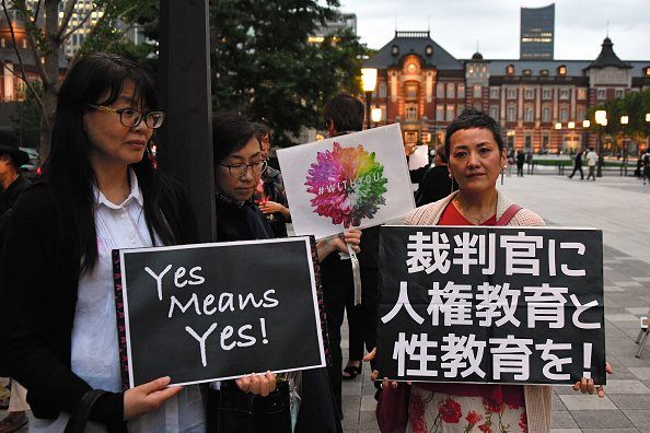 Demonstrators at Flower Demo in Japan