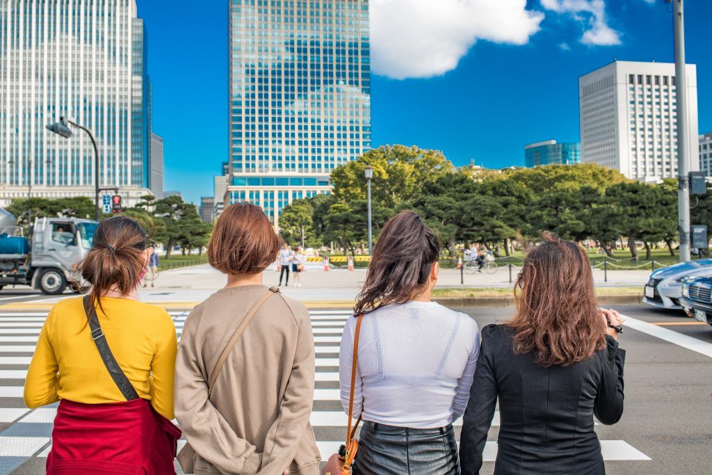 Women crossing street in Tokyo