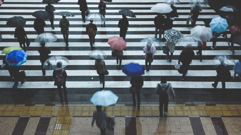 People with umbrellas