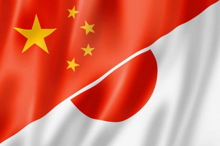 Chinese and Japanese flags