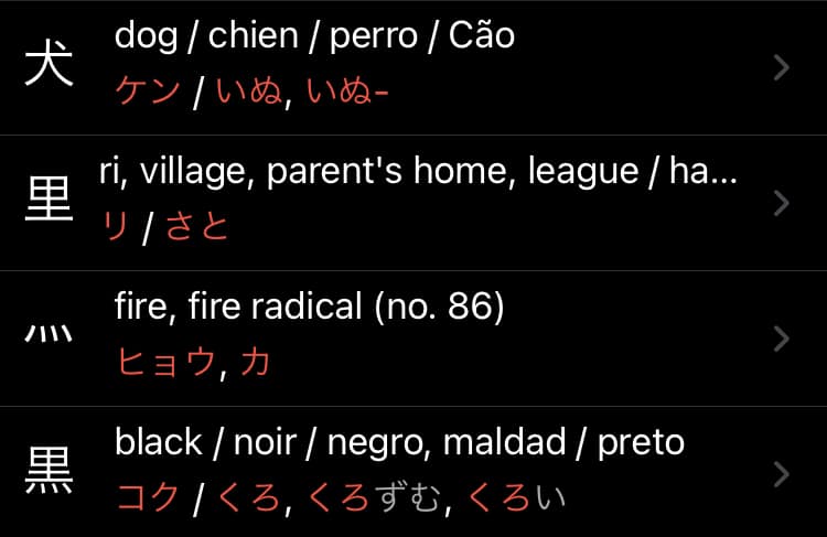 The kanji for silence has four components: dog, village, fire, and black.