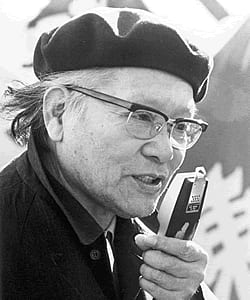 Tomura Issaku, leader of the Hantai Domei, giving one of his rousing speeches.