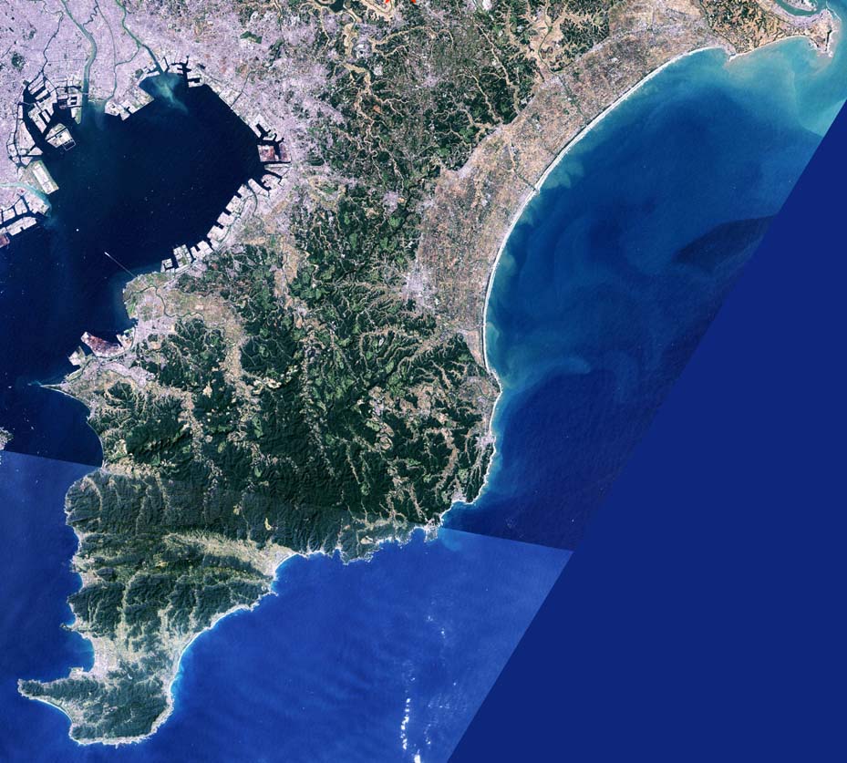 The Bōsō Peninsula, home to Chiba Prefecture. To the north lies Narita Airport.
