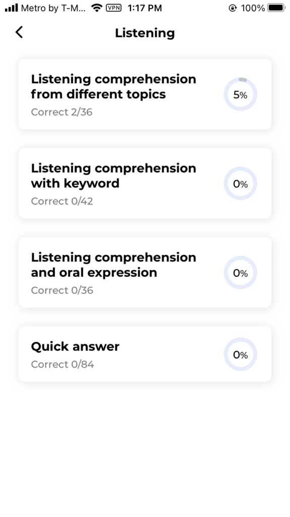 JLPT N1 Test Listening comprehension categories