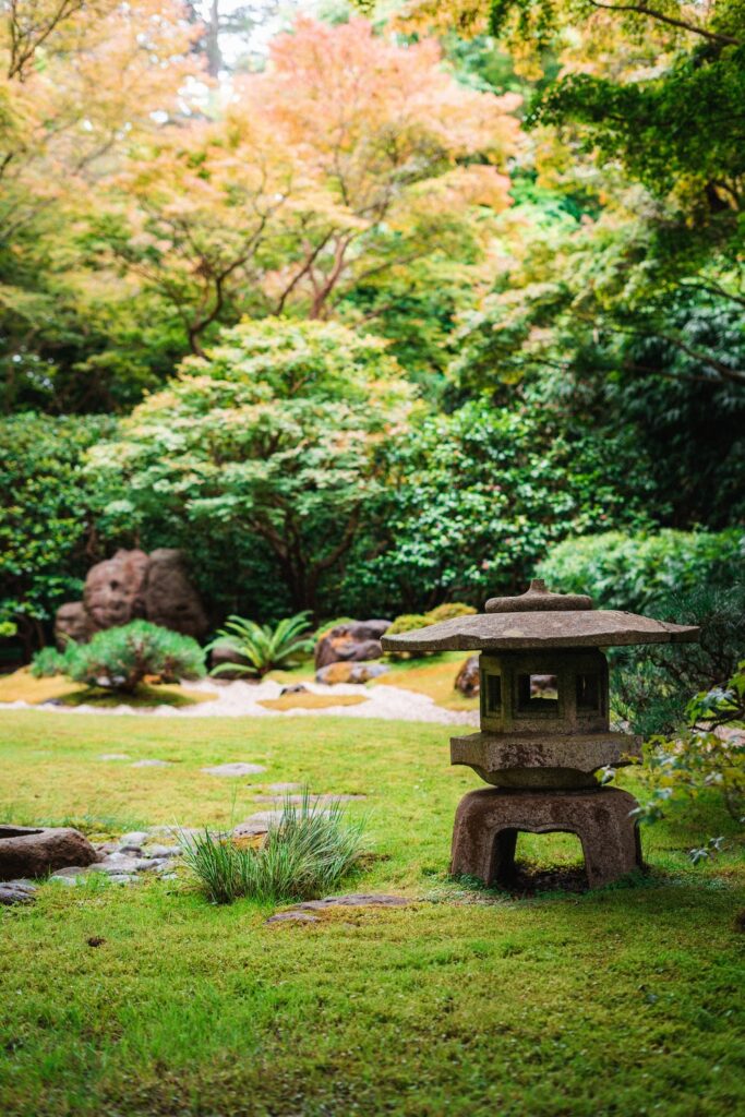 stone lantern in a japanese garden