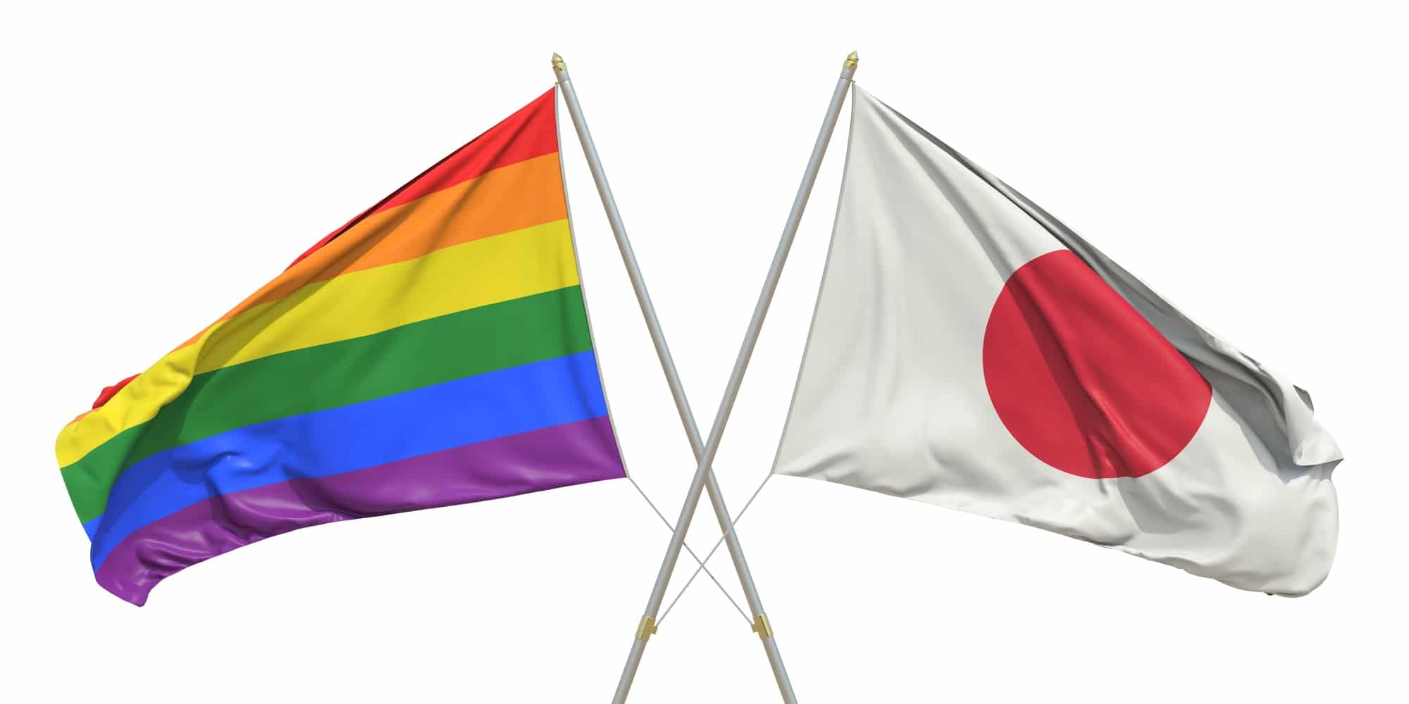 The pride and Japanese flags