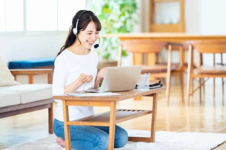 Woman working from home - remote work in Japan