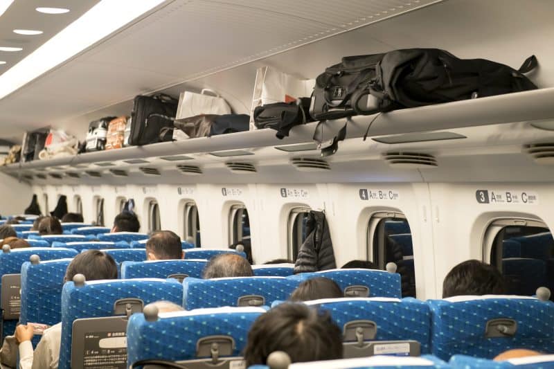 Shinkansen bullet train seats (inside of car)