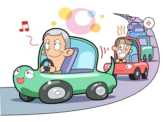 Man driving at his own pace