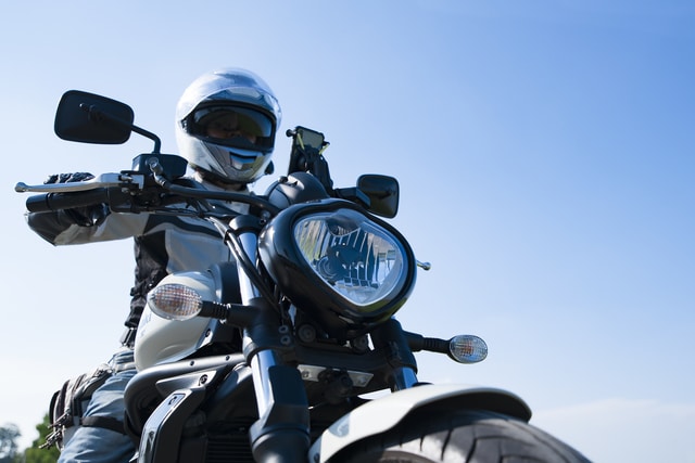 Man on motorcycle ("bike")