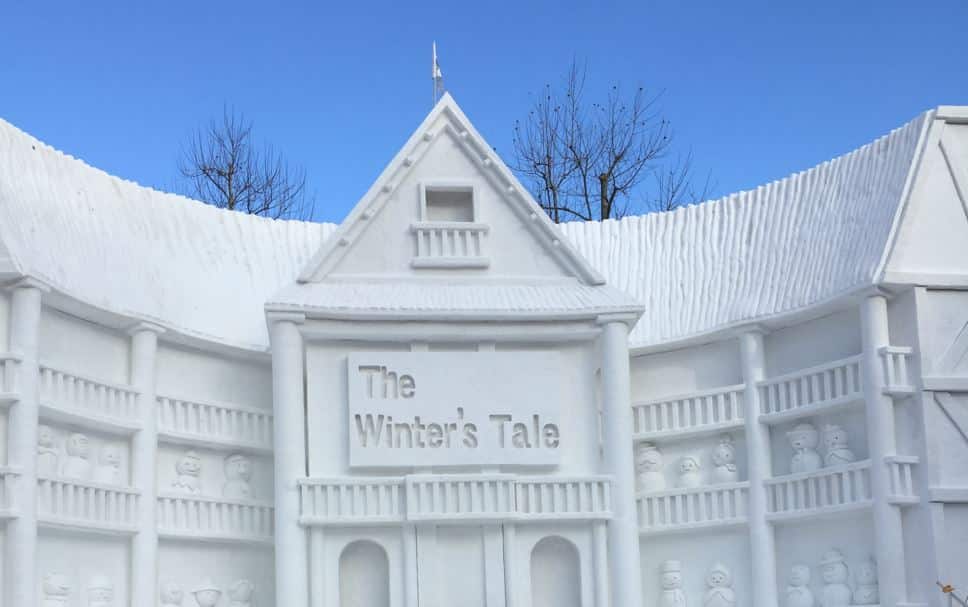 London's Globe Theater in snow at the Sapporo Snow Festival
