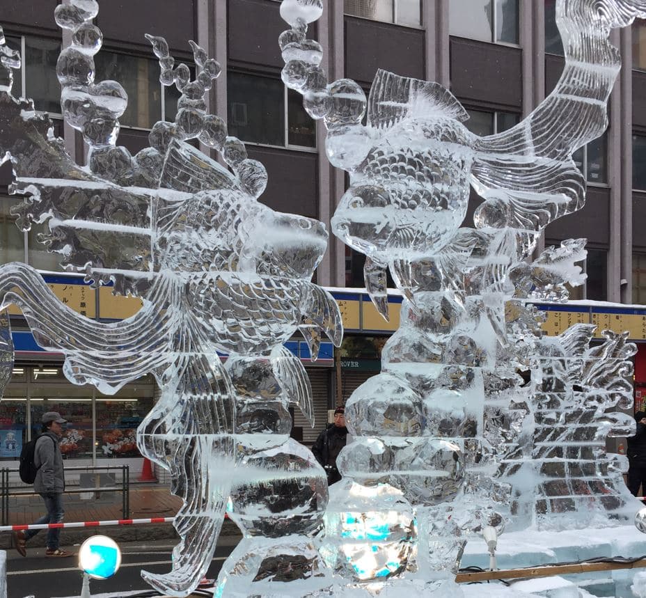 Koi fish ice sculpture