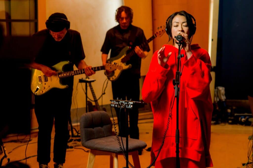Utada Hikaru singing during her 40th birthday concert