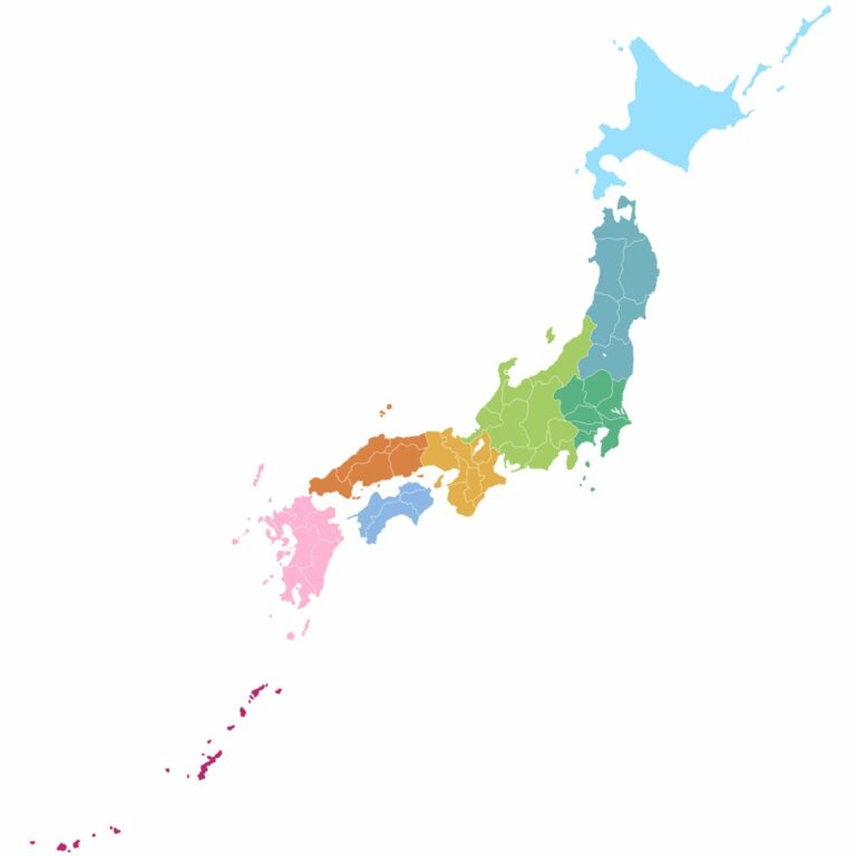 Prefectures of Japan, color-coded