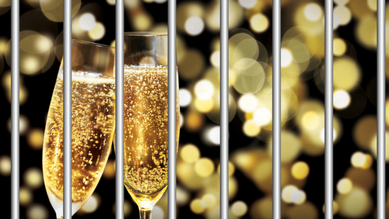 Champagne and jail bars (men's concept cafe piece)