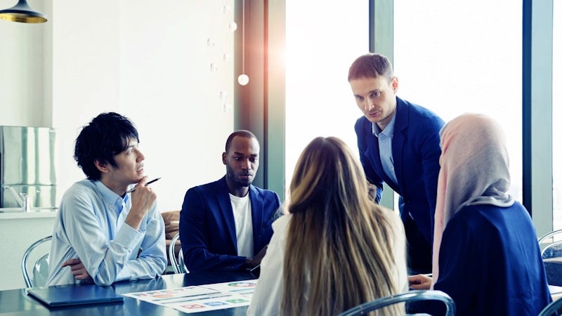 People of different racial backgrounds having a meeting