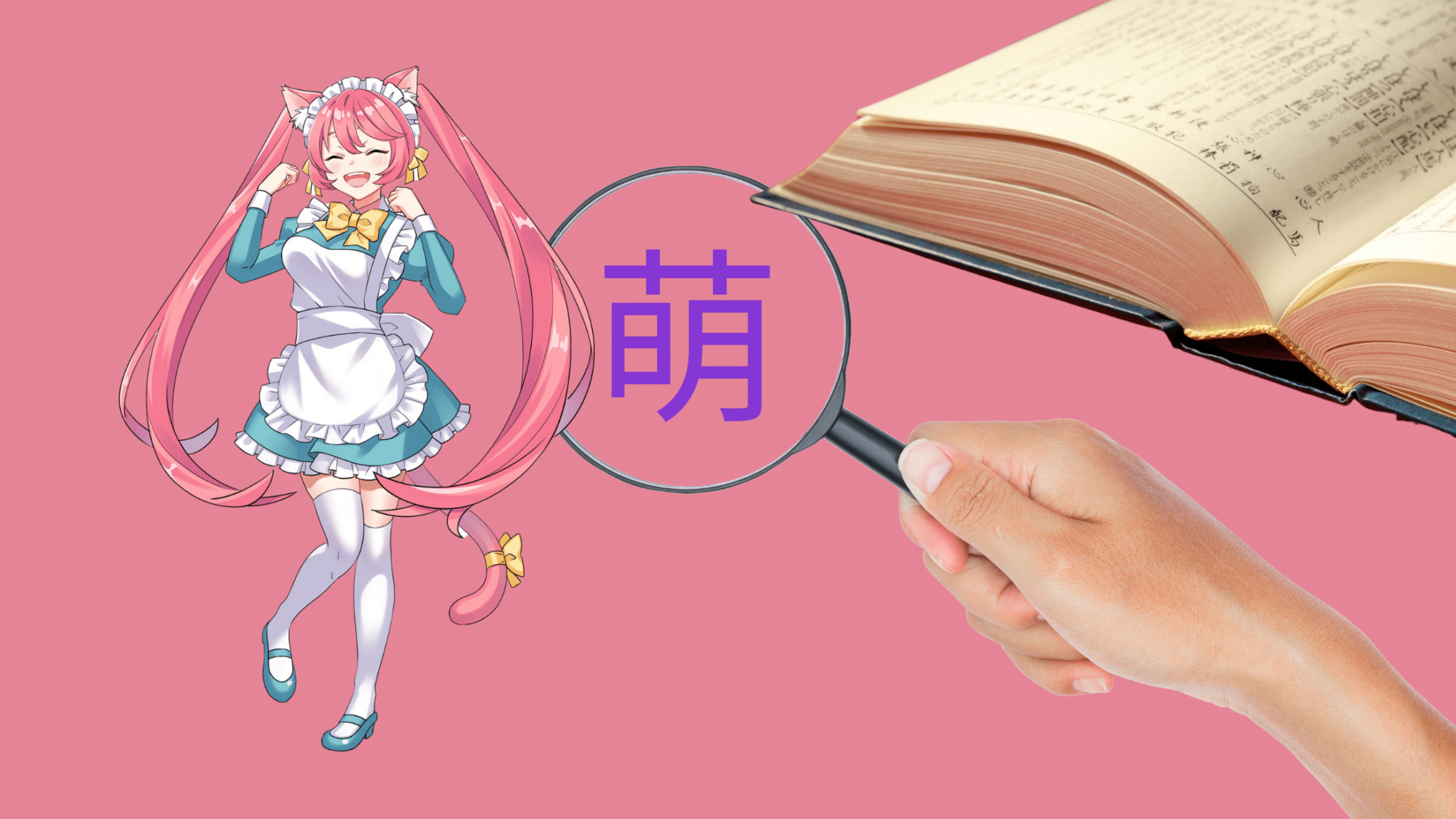 Uncommon kanji - moe character and the kanji for moe under a microscope