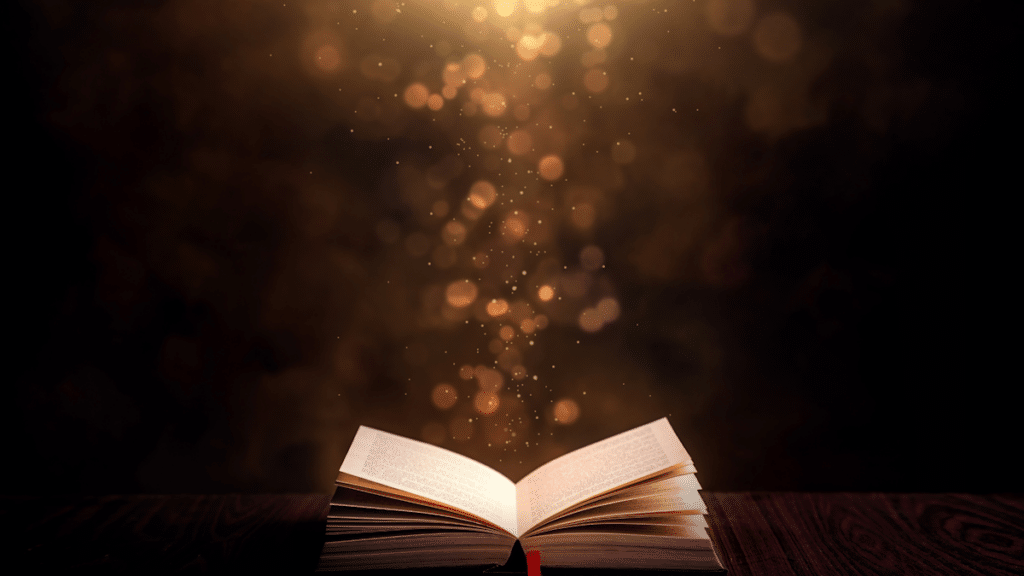 Book with light emitting from it