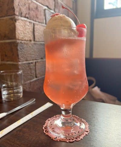 Sakura soda from Fly in Meguro