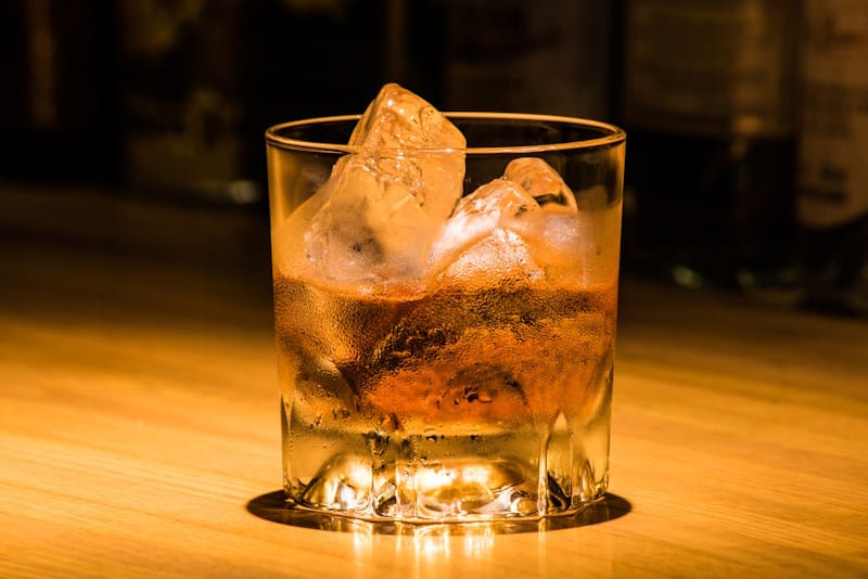 Glass of whisky on the rocks