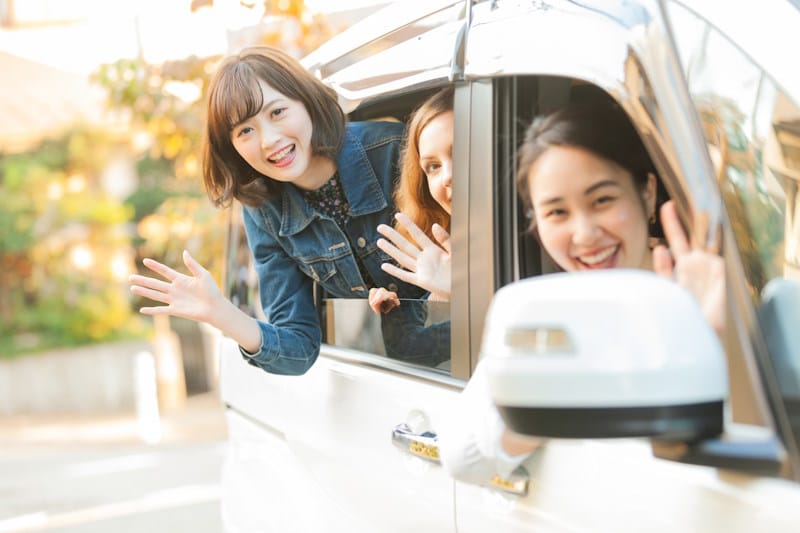 Three women in a car. Road trip!
