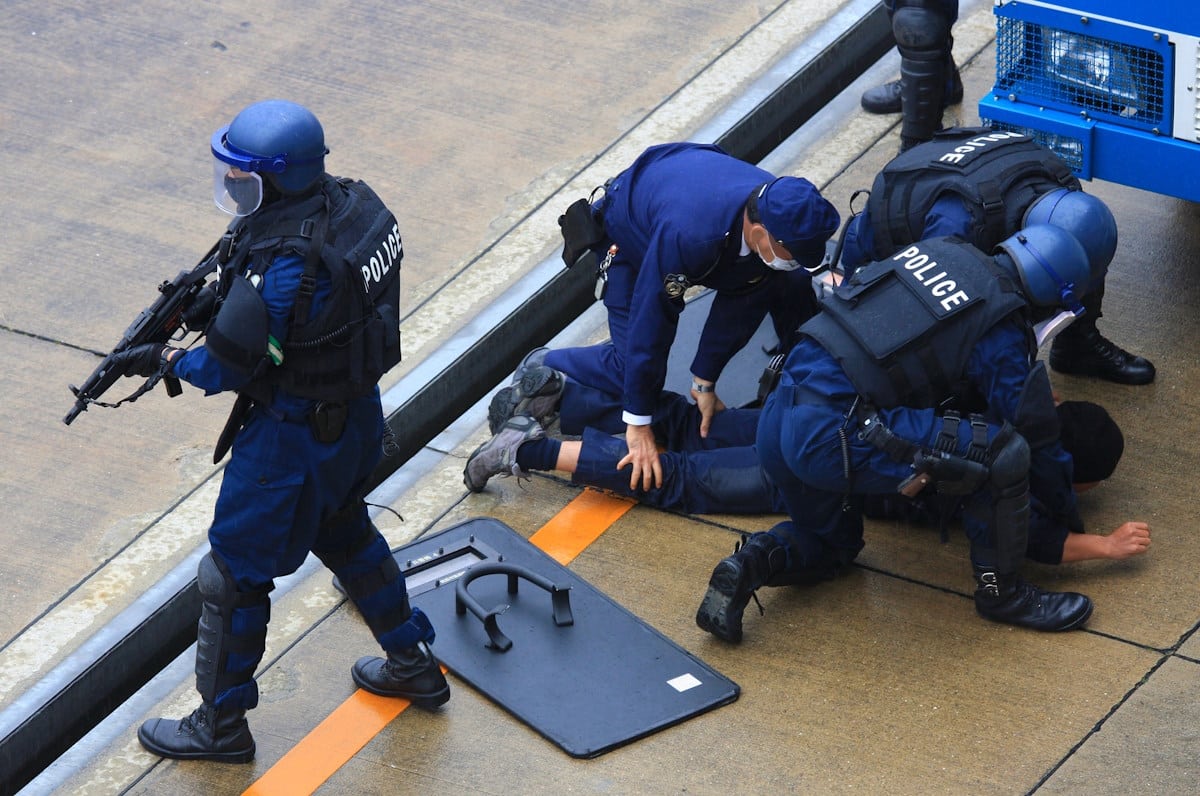 Police arresting a suspect
