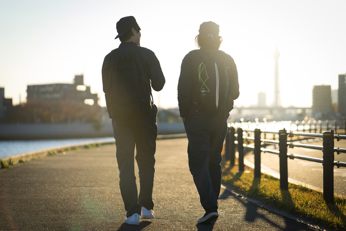 Workers talking to one another