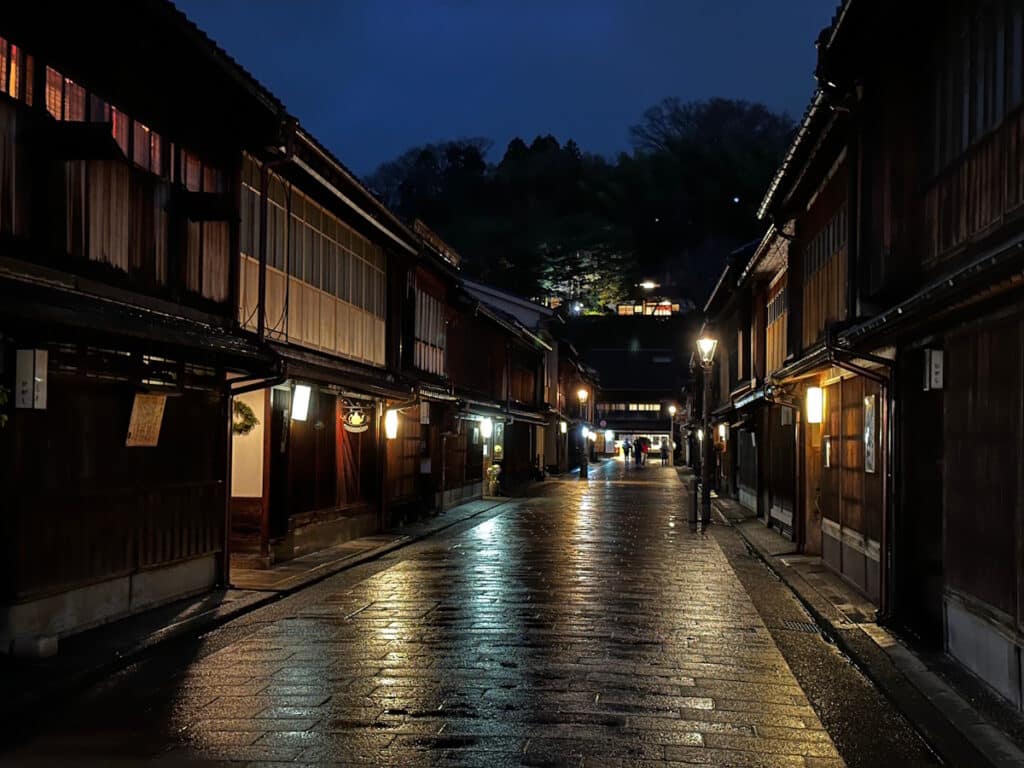 The streets of Kanazawa at night have an ethereal beauty.