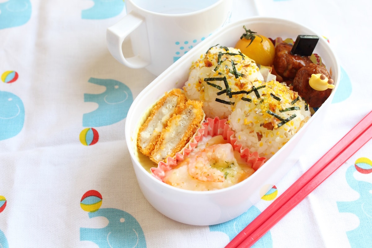 Furikake on rice in a child's bento