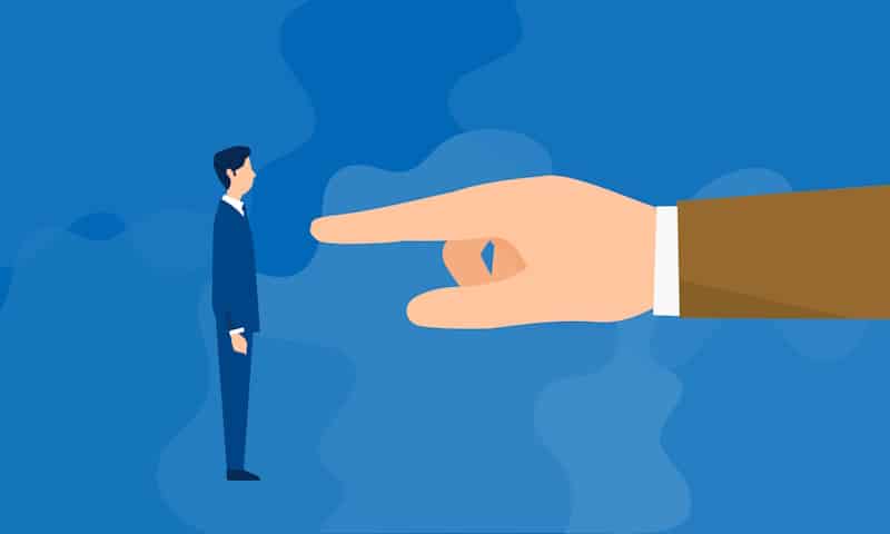 Man being pointed at before being fired
