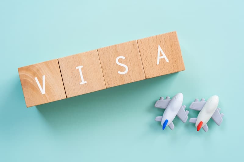 The word "visa" with a picture of two toy airplanes