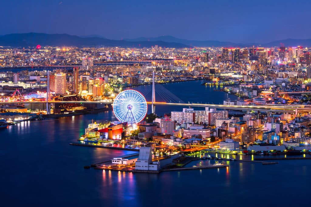 Osaka at night as seen from the Sakishima Cosmo Tower