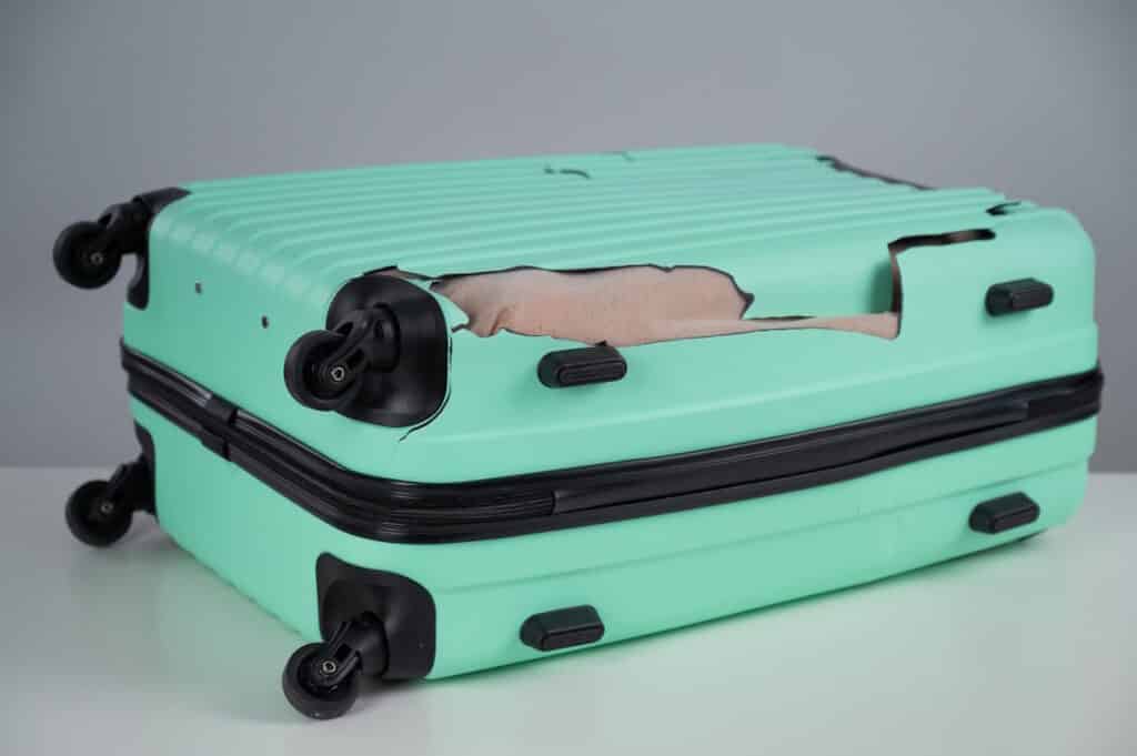 Broken suitcase