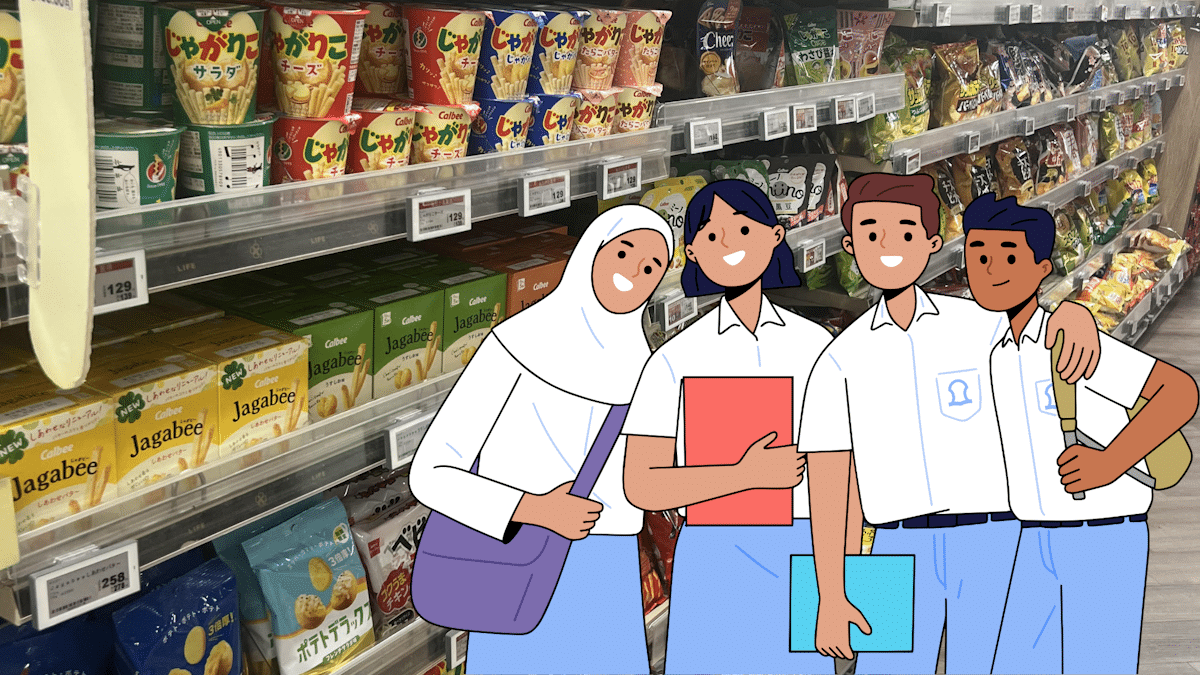 College students at combini