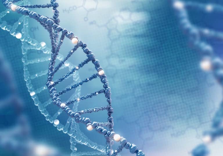 DNA helix on colored background