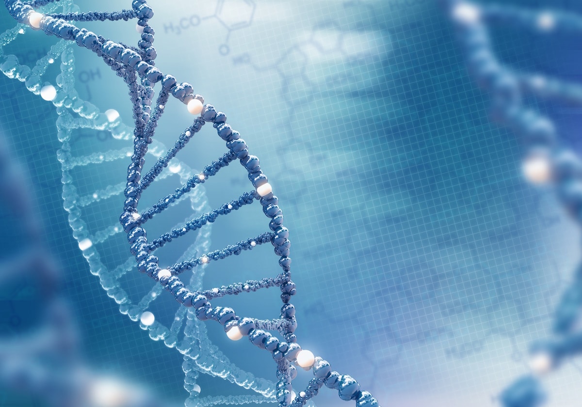 DNA helix on colored background