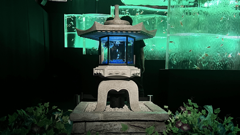 Stone lantern at the Ginza Art Aquarium