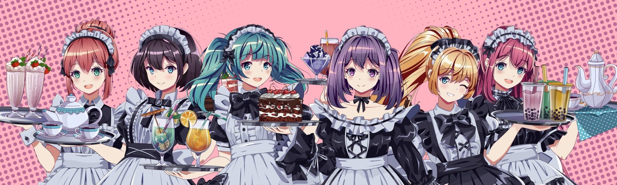 Drawing of women in maid cafe uniforms