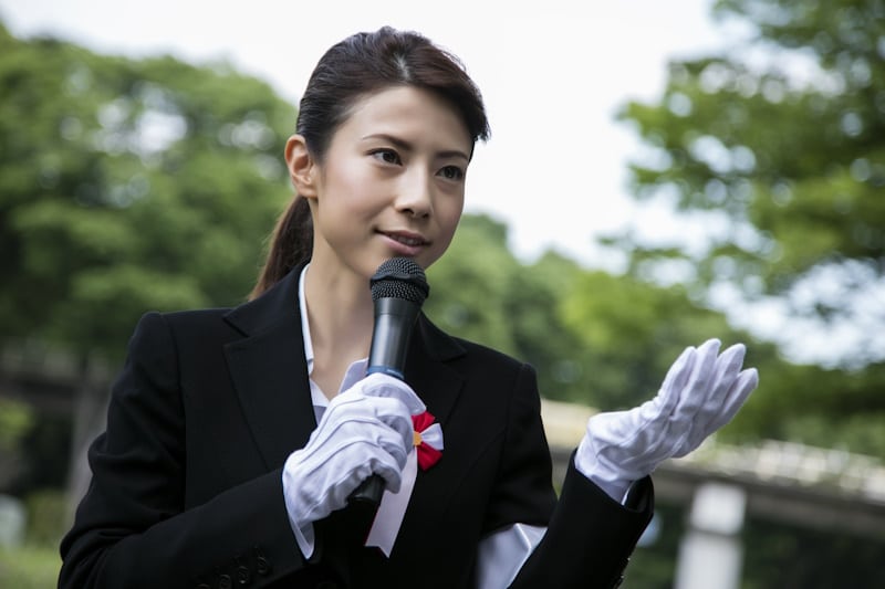 Female politician making public speech