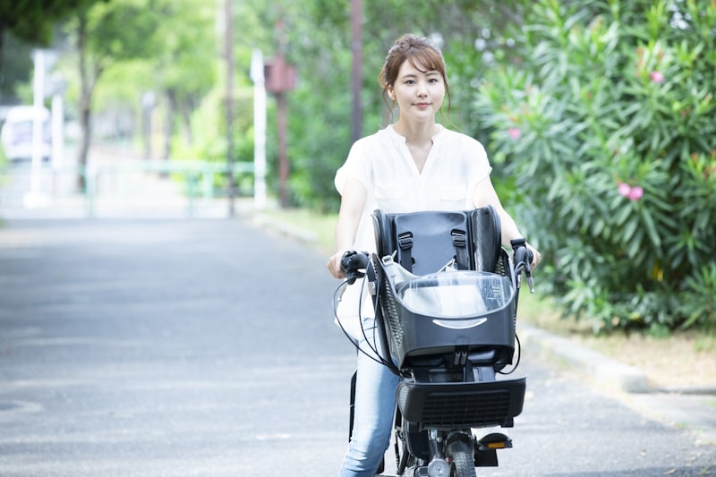 Woman riding a so-called mama-chari (mom bike)
