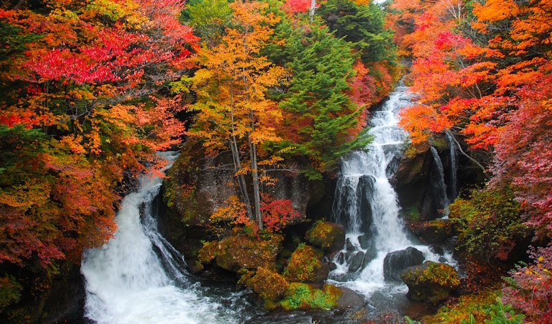 Ryuzu Falls in Tochigi Prefecture