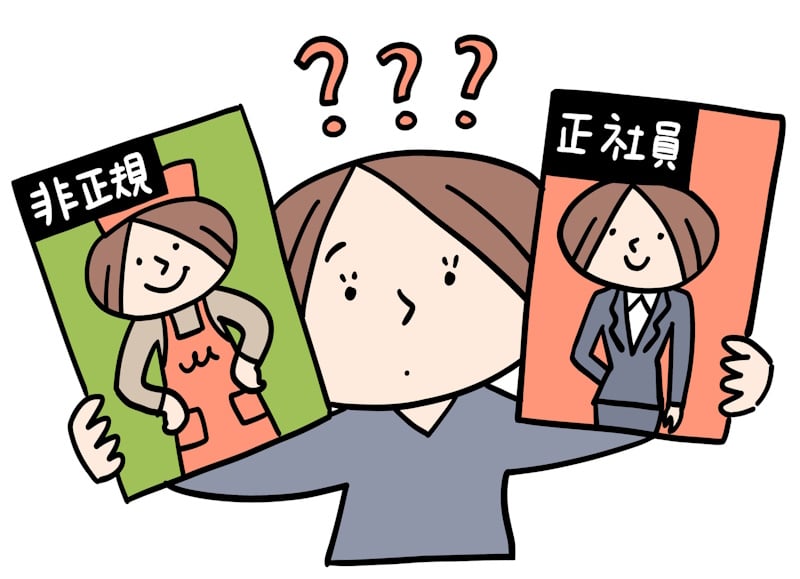 Woman choosing between being a contract worker and a full-time worker