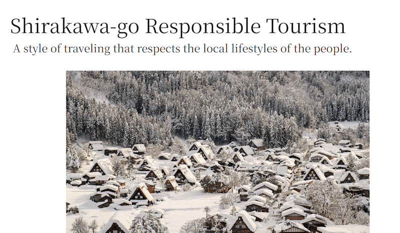 Shirakawa-go Responsible Tourism website