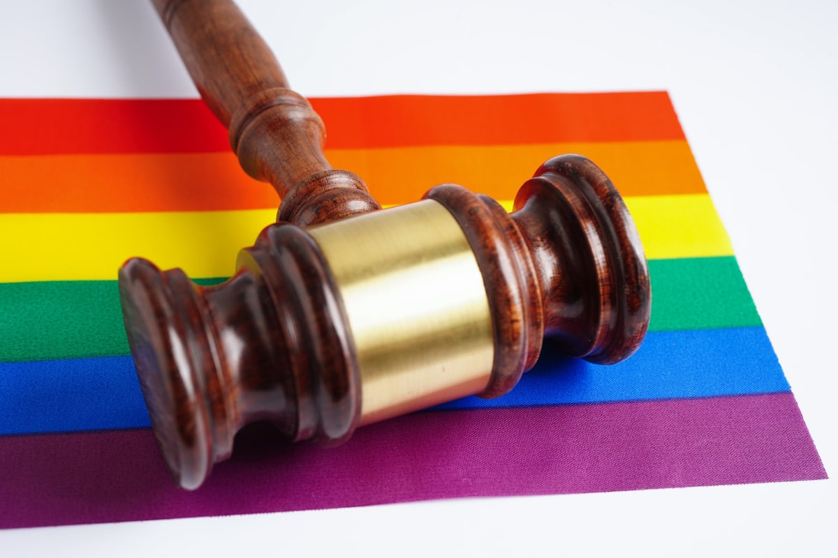 Gavel on LGBTQ flag